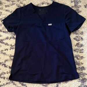 Figs Deep Blue V-Neck Scrub Top